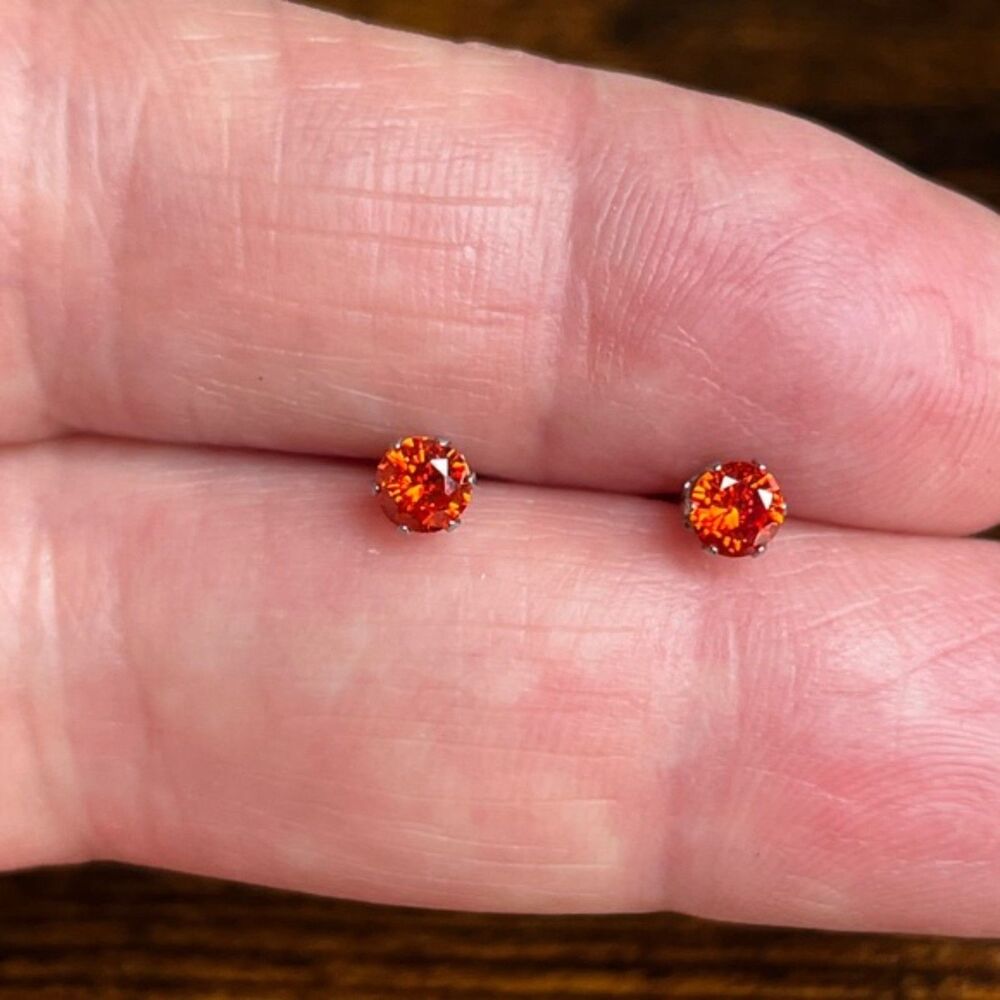 Cubic Zirconia Stainless Steel Stud Earrings